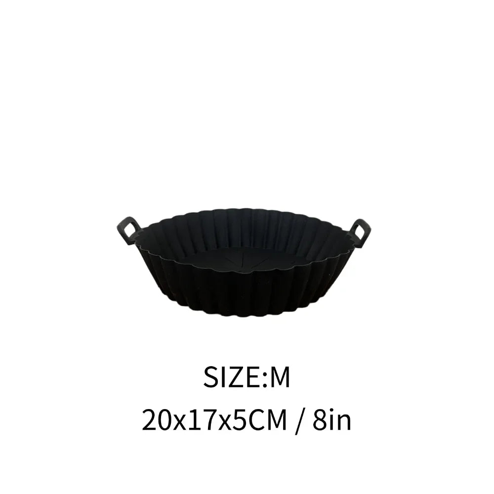 Silicone Air Fryer Liner, Reusable Non-Stick Basket Insert with Handles, M and L Sizes for Baking and Cooking - product view 2