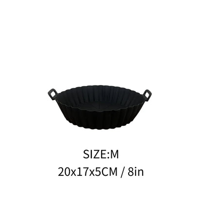 Silicone Air Fryer Liner, Reusable Non-Stick Basket Insert with Handles, M and L Sizes for Baking and Cooking - product view 2