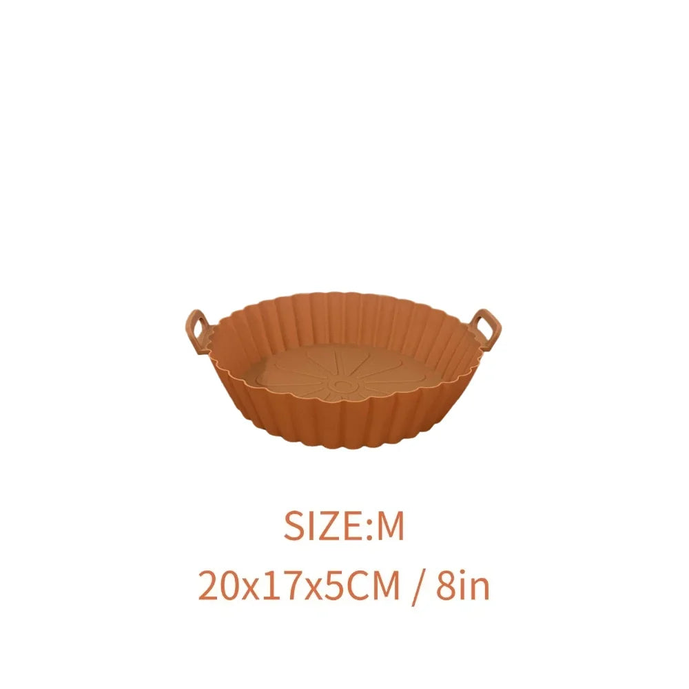Silicone Air Fryer Liner, Reusable Non-Stick Basket Insert with Handles, M and L Sizes for Baking and Cooking - product view 3