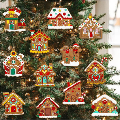 Christmas Gingerbread Ornaments, 12-Piece Soft Plastic Set with Hanging Strings, 3-Inch Figurines for Small and Medium Trees - product view 4