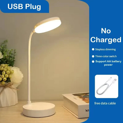 Portable LED Desk Lamp, USB or Battery Powered, 3 Color Temperatures, 9 Brightness Modes, Dimmable for Reading - product view 1