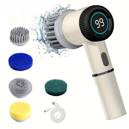 Electric Spin Scrubber, 5 Replaceable Brush Heads, 3-Speed Adjustable Handheld Shower Cleaner in Grey or White - product view 2