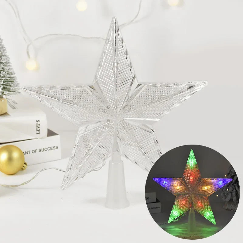Christmas Tree Topper Star Light, Battery-Powered Glowing Ornament, 1-Piece Holiday Decoration in 4 Styles - product view 1