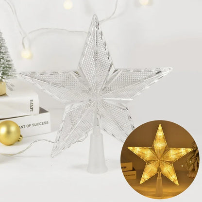 Christmas Tree Topper Star Light, Battery-Powered Glowing Ornament, 1-Piece Holiday Decoration in 4 Styles - product view 2