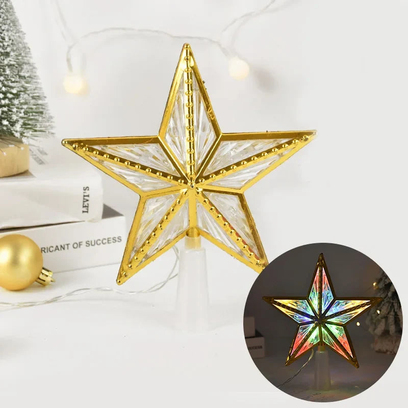Christmas Tree Topper Star Light, Battery-Powered Glowing Ornament, 1-Piece Holiday Decoration in 4 Styles - product view 3