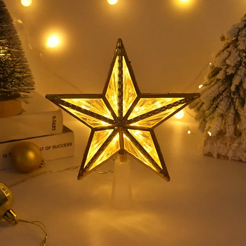 Christmas Tree Topper Star Light, Battery-Powered Glowing Ornament, 1-Piece Holiday Decoration in 4 Styles - product view 6