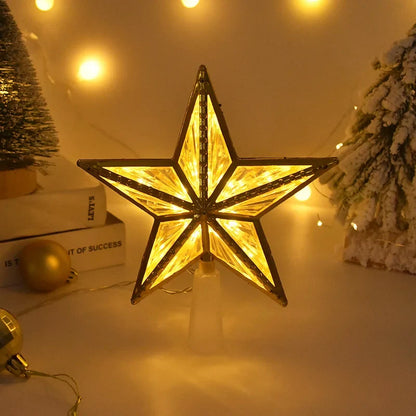 Christmas Tree Topper Star Light, Battery-Powered Glowing Ornament, 1-Piece Holiday Decoration in 4 Styles - product view 6