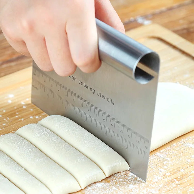 Stainless Dough Scraper with Measuring Scale, Pastry Cutter and Pizza Chopper, 15 cm Kitchen Baking Tool - product view 2