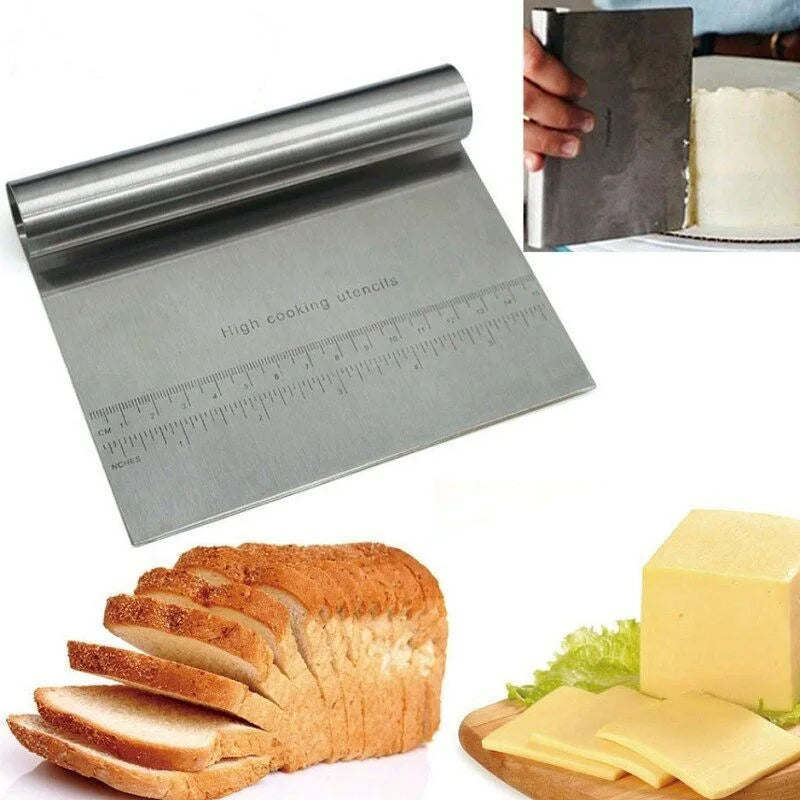 Stainless Dough Scraper with Measuring Scale, Pastry Cutter and Pizza Chopper, 15 cm Kitchen Baking Tool - product view 5