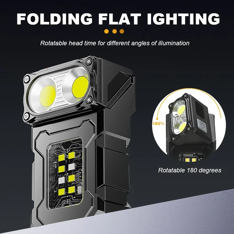 Mini Rechargeable LED Flashlight, COB and LED Light, Magnetic Tail, 180° Rotating Head, USB Power Bank and Work Light - product view 6