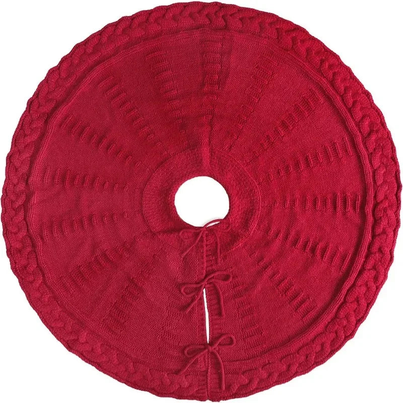 Knitted Christmas Tree Skirt, Cable Knit Cloth Tree Base Cover with Ties in 62cm, 92cm or 122cm - product view 1