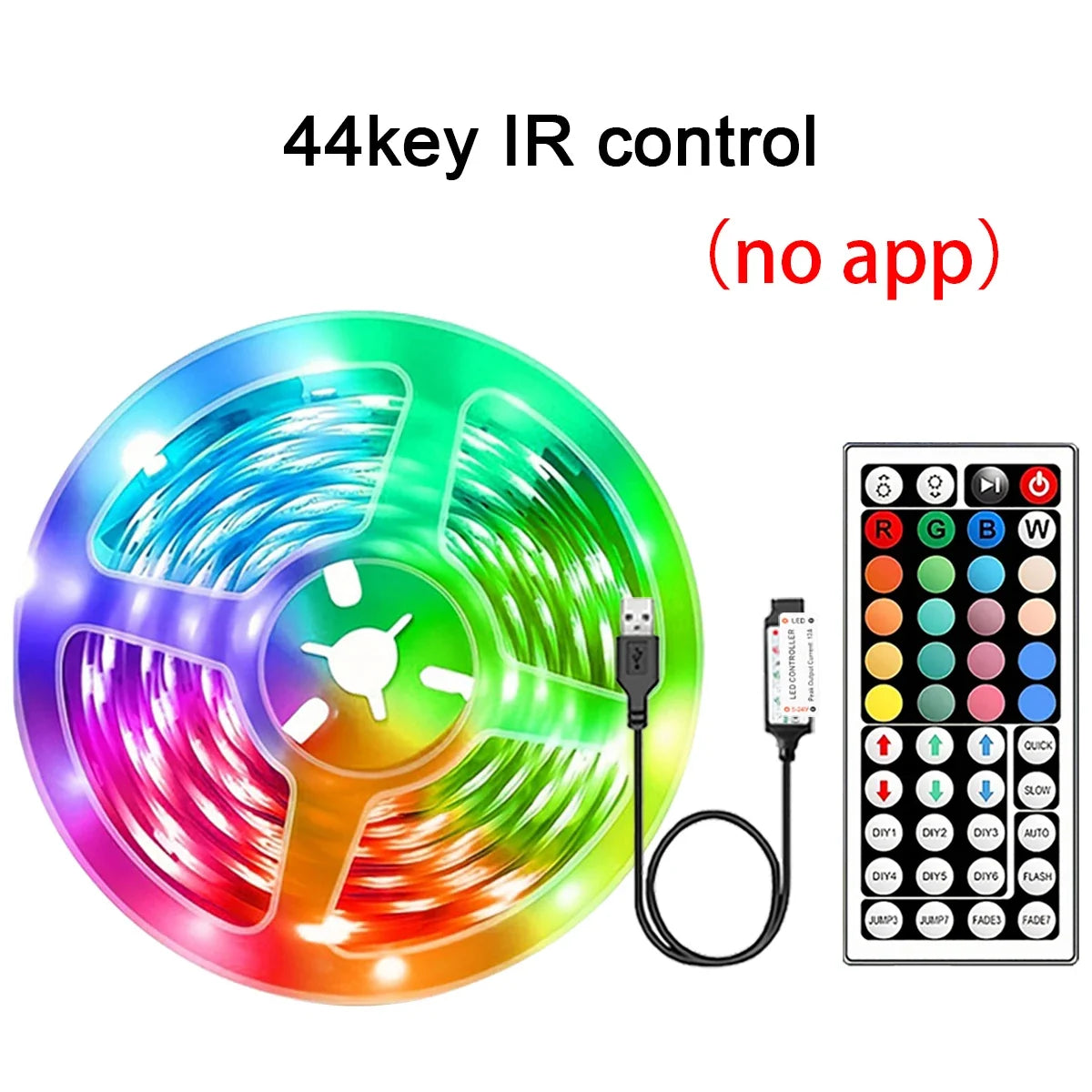 RGB LED Strip Lights, USB 5V Flexible Room Lighting with Remote or App Control, Multiple Lengths for Bedroom Decor - product view 2