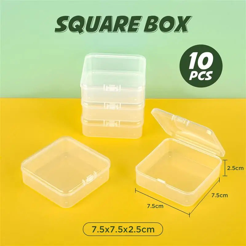 Transparent Plastic Storage Boxes, 10-Piece Jewelry and Ornament Organizer Set, Dustproof Cases in Multiple Size Options - product view 1