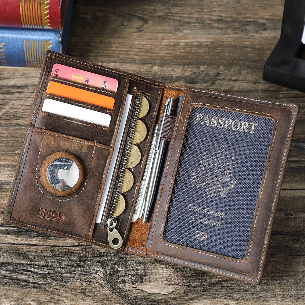 Solid Travel Wallet, Passport Card Holder and Coin Purse, Compact Travel Accessory in Army Green, Coffee, Blue, Gray, Red or Camel - product view 2