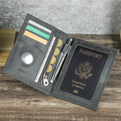 Solid Travel Wallet, Passport Card Holder and Coin Purse, Compact Travel Accessory in Army Green, Coffee, Blue, Gray, Red or Camel - product view 4