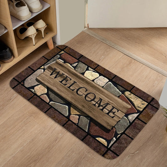 Modern Cartoon Welcome Mat, Anti-Slip Memory Foam Door Mat, Machine-Made 100% Polyester Rug in 40×60 or 50×80 cm - product view 1