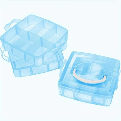 Reusable Plastic Storage Box, 3-Layer 18/30-Grid Organizer for Jewelry, Crafts, Toys and Small Items - product view 2