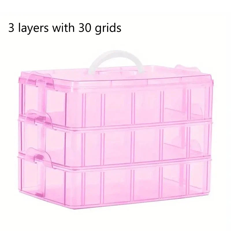 Reusable Plastic Storage Box, 3-Layer 18/30-Grid Organizer for Jewelry, Crafts, Toys and Small Items - product view 3