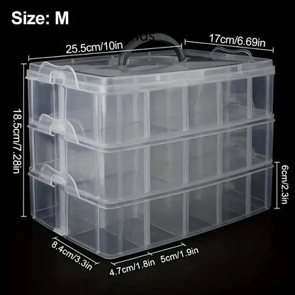 Reusable Plastic Storage Box, 3-Layer 18/30-Grid Organizer for Jewelry, Crafts, Toys and Small Items - product view 4