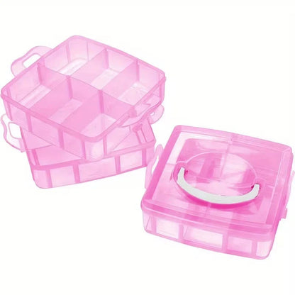 Reusable Plastic Storage Box, 3-Layer 18/30-Grid Organizer for Jewelry, Crafts, Toys and Small Items - product view 5