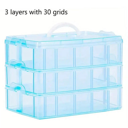 Reusable Plastic Storage Box, 3-Layer 18/30-Grid Organizer for Jewelry, Crafts, Toys and Small Items - product view 6