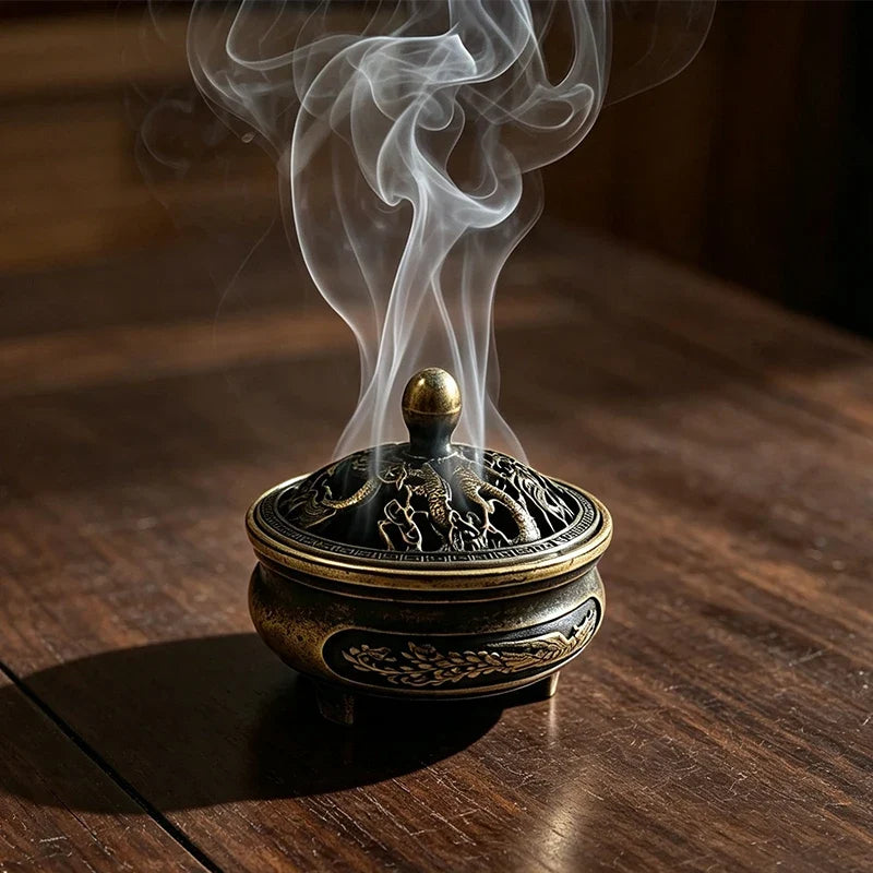 Mini Metal Incense Holder, Three-Legged Antique-Style Aromatherapy Burner for Indoor Incense, Tea Ceremony Décor or Gifting - product view 5