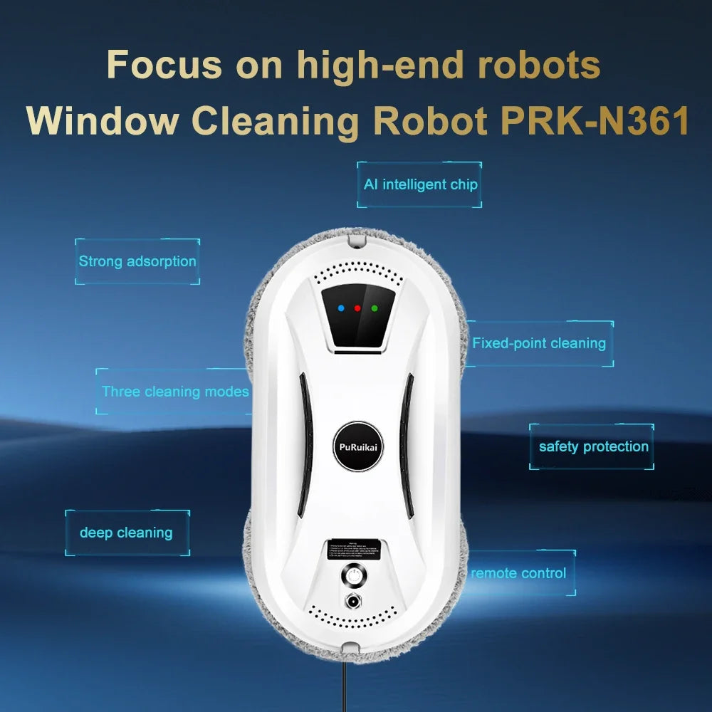 Window Cleaning Robot, 5600Pa Suction, Remote Control, 100–240V, 20-Minute Power-Loss Protection - product view 4