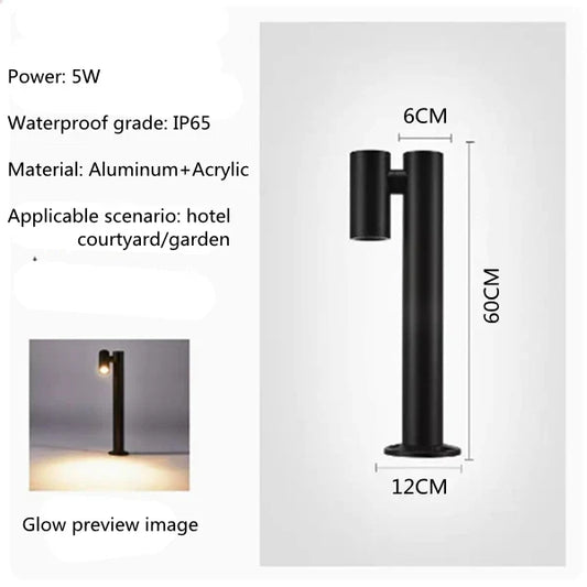 Outdoor LED Lawn Light, Modern Aluminum Wedge-Base Landscape Lamp, 60 or 80 cm, Single or Double Head, AC 110–240V - product view 1