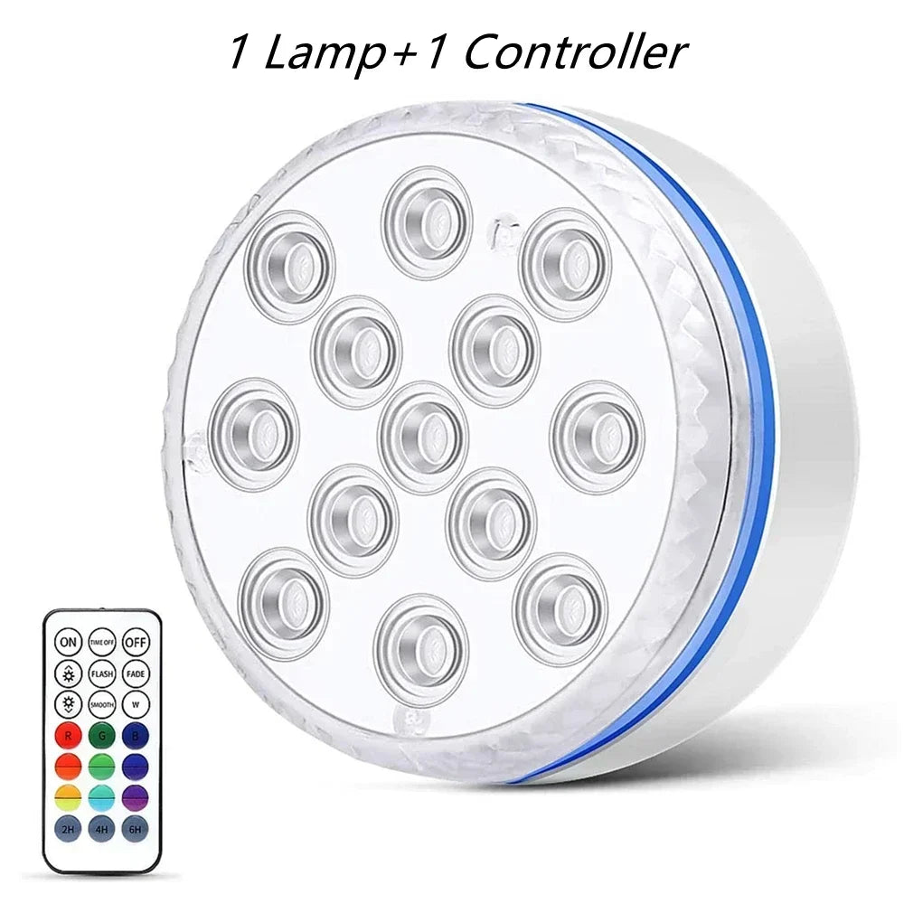 Submersible LED Pool Lights, RGB 16-Color Remote Control, Suction Cups and Magnet, 7 cm or 8.5 cm, 1 to 4 Lamps - product view 1