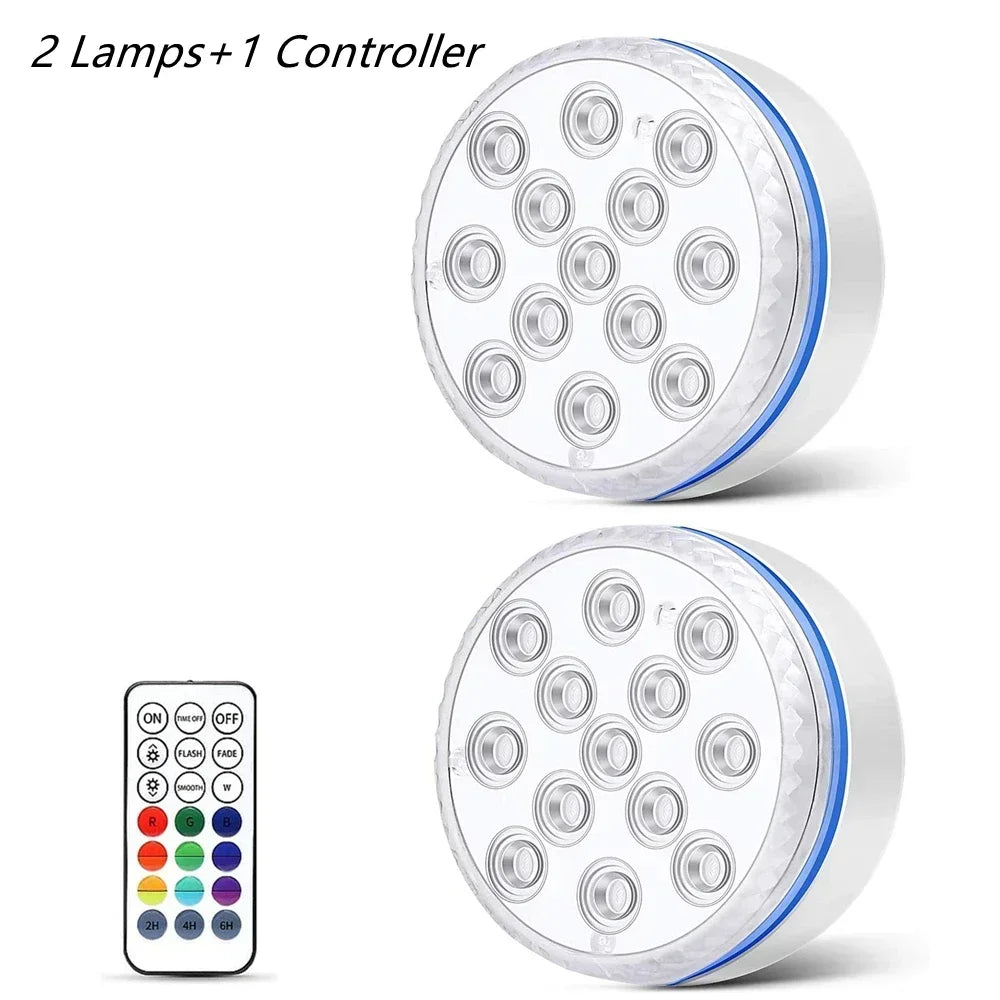 Submersible LED Pool Lights, RGB 16-Color Remote Control, Suction Cups and Magnet, 7 cm or 8.5 cm, 1 to 4 Lamps - product view 2