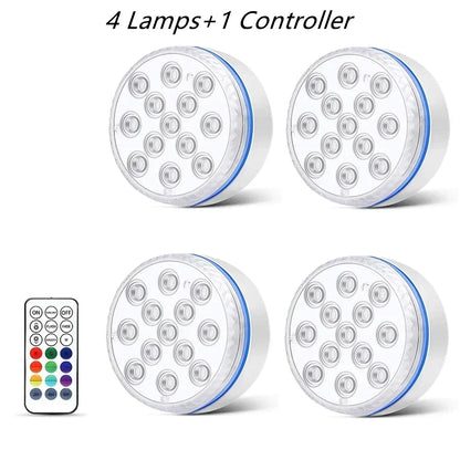 Submersible LED Pool Lights, RGB 16-Color Remote Control, Suction Cups and Magnet, 7 cm or 8.5 cm, 1 to 4 Lamps - product view 3