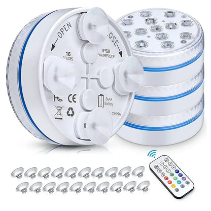Submersible LED Pool Lights, RGB 16-Color Remote Control, Suction Cups and Magnet, 7 cm or 8.5 cm, 1 to 4 Lamps - product view 4