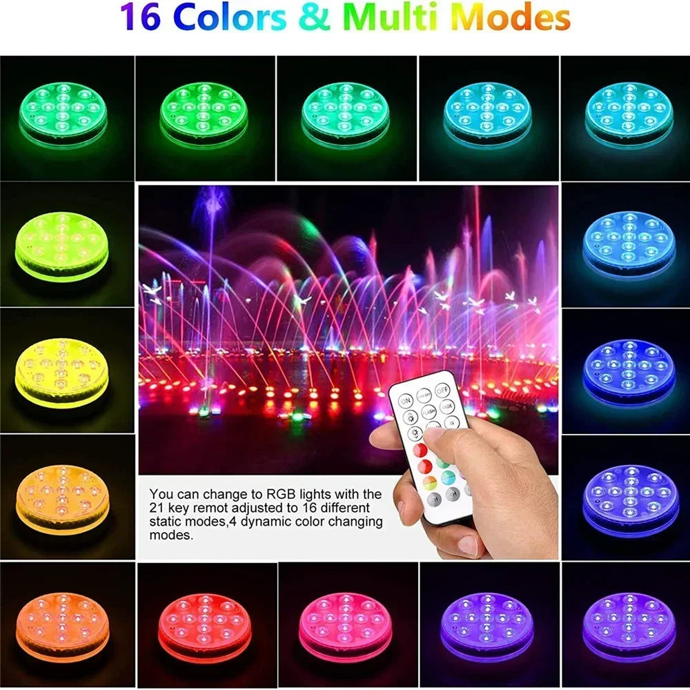 Submersible LED Pool Lights, RGB 16-Color Remote Control, Suction Cups and Magnet, 7 cm or 8.5 cm, 1 to 4 Lamps - product view 6