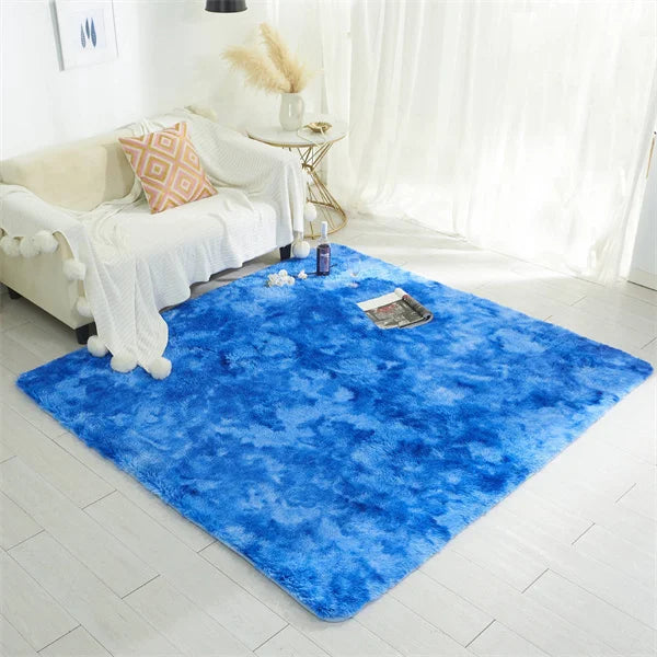 Fluffy Shag Area Rug, Soft 100% Polyester Rectangle Carpet, Anti-Slip Backing, Machine-Made Pastoral Floor Mat for Bedroom - product view 1