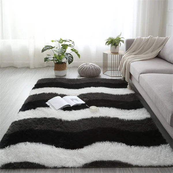 Fluffy Shag Area Rug, Soft 100% Polyester Rectangle Carpet, Anti-Slip Backing, Machine-Made Pastoral Floor Mat for Bedroom - product view 2