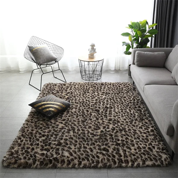 Fluffy Shag Area Rug, Soft 100% Polyester Rectangle Carpet, Anti-Slip Backing, Machine-Made Pastoral Floor Mat for Bedroom - product view 4