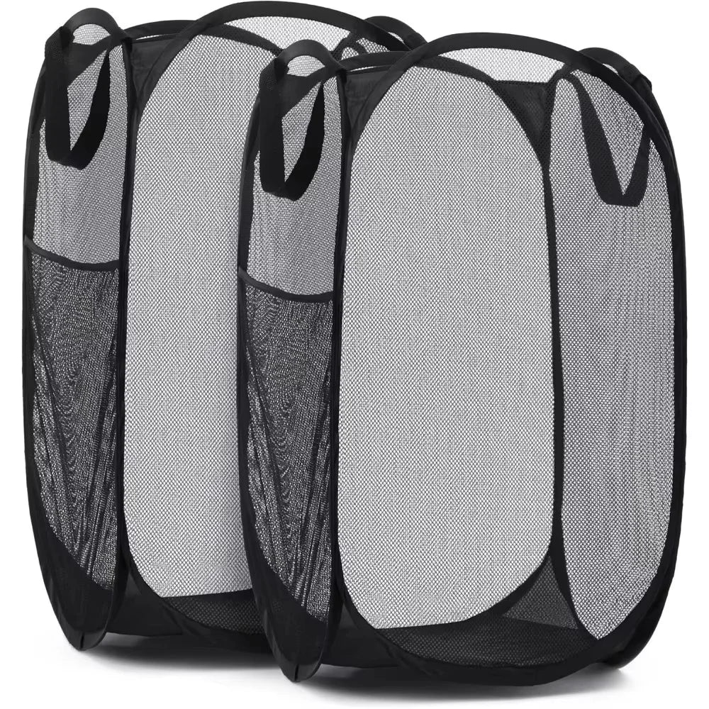 Foldable Mesh Laundry Basket, Portable Lightweight Pop-Up Hamper, Ventilated Design, 1- or 2-Pack Options for Home and Travel - product view 2