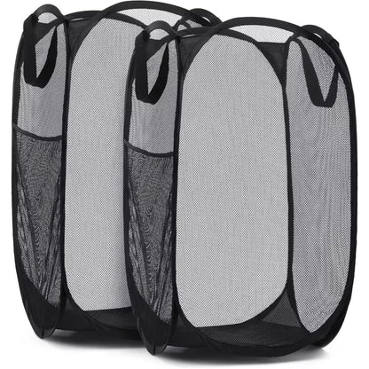 Foldable Mesh Laundry Basket, Portable Lightweight Pop-Up Hamper, Ventilated Design, 1- or 2-Pack Options for Home and Travel - product view 2