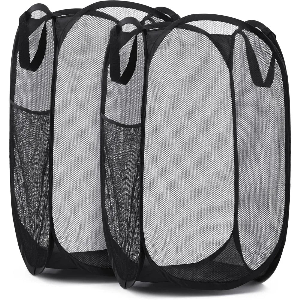 Foldable Mesh Laundry Basket, Portable Lightweight Pop-Up Hamper, Ventilated Design, 1- or 2-Pack Options for Home and Travel - product view 3