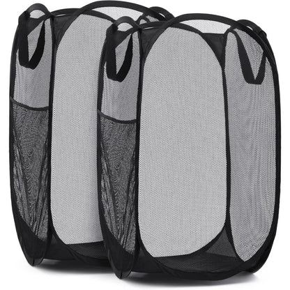 Foldable Mesh Laundry Basket, Portable Lightweight Pop-Up Hamper, Ventilated Design, 1- or 2-Pack Options for Home and Travel - product view 3