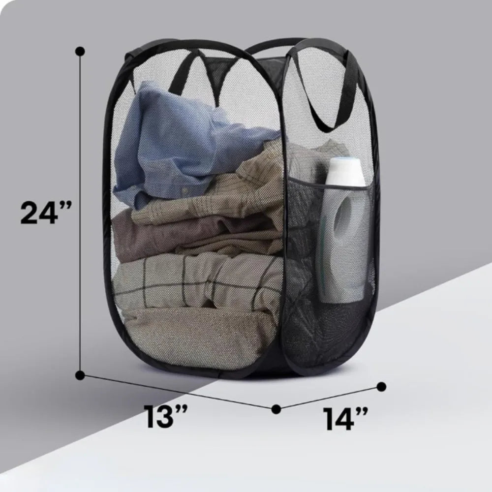 Foldable Mesh Laundry Basket, Portable Lightweight Pop-Up Hamper, Ventilated Design, 1- or 2-Pack Options for Home and Travel - product view 4