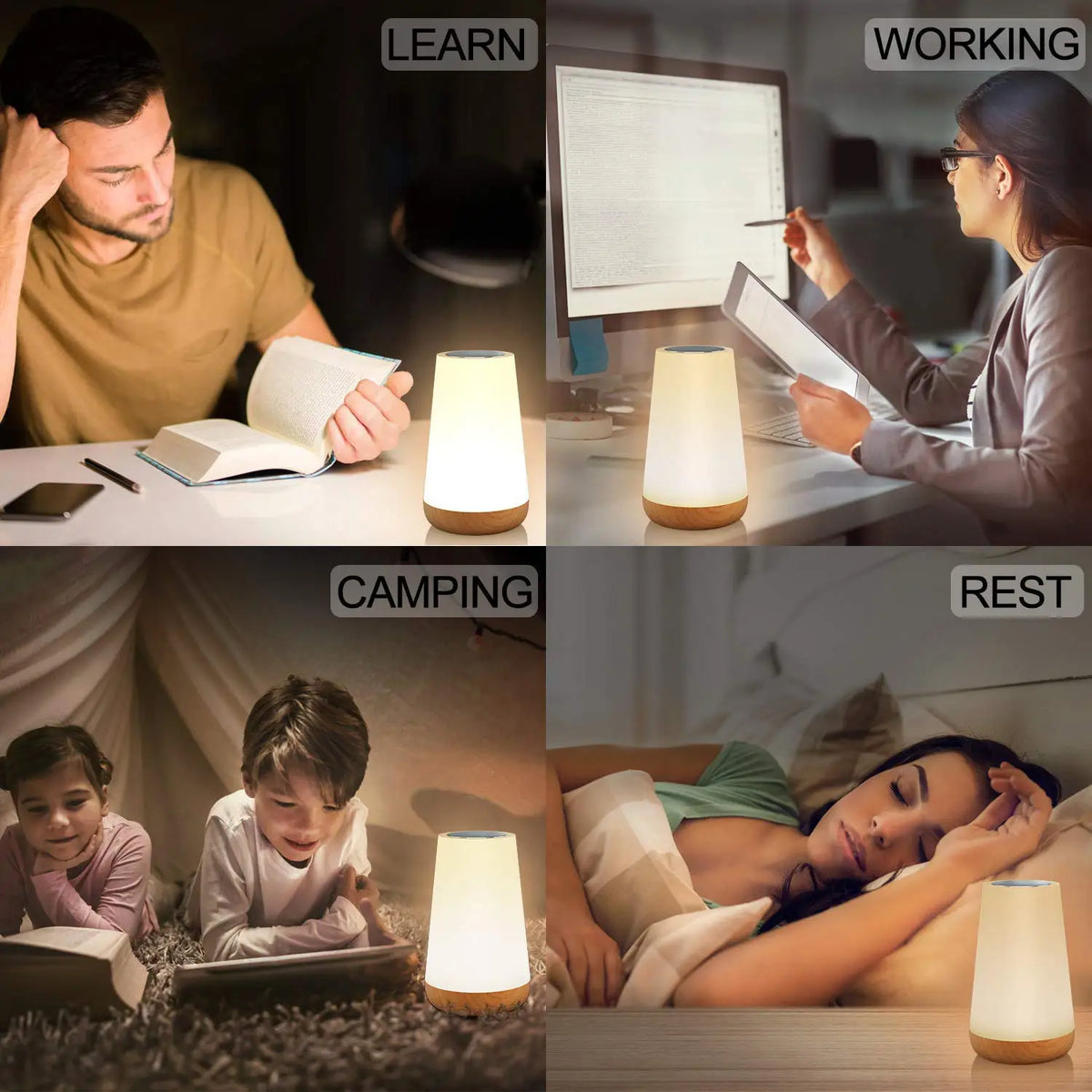 Rechargeable Table Lamp, 13 Colors, 5 Brightness Levels, 3 Modes, Touch and Remote Control, USB Charging, Timer for Bedside Use - product view 6