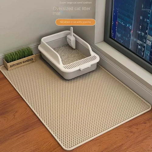 Double-Layer Cat Litter Mat, Waterproof Washable Nonslip Sand-Trapping Pet Mat in 4 Sizes and 3 Colors - product view 1