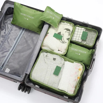 6-Piece Travel Luggage Organizer Set, Foldable Packing Cubes with Mesh Bags and Laundry Pouches for Suitcases - product view 2