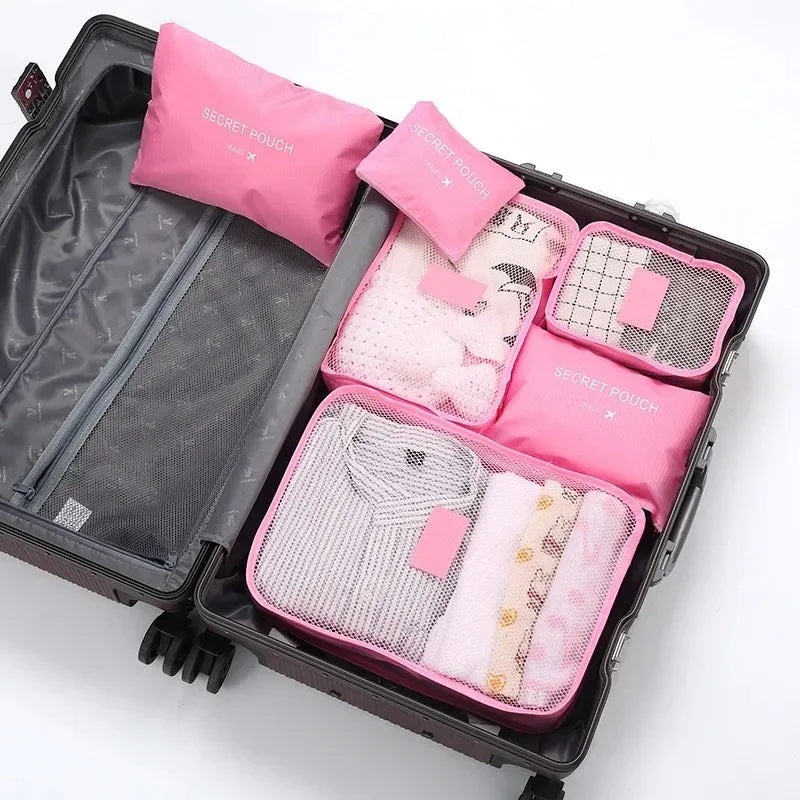 6-Piece Travel Luggage Organizer Set, Foldable Packing Cubes with Mesh Bags and Laundry Pouches for Suitcases - product view 3