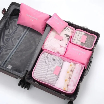 6-Piece Travel Luggage Organizer Set, Foldable Packing Cubes with Mesh Bags and Laundry Pouches for Suitcases - product view 3