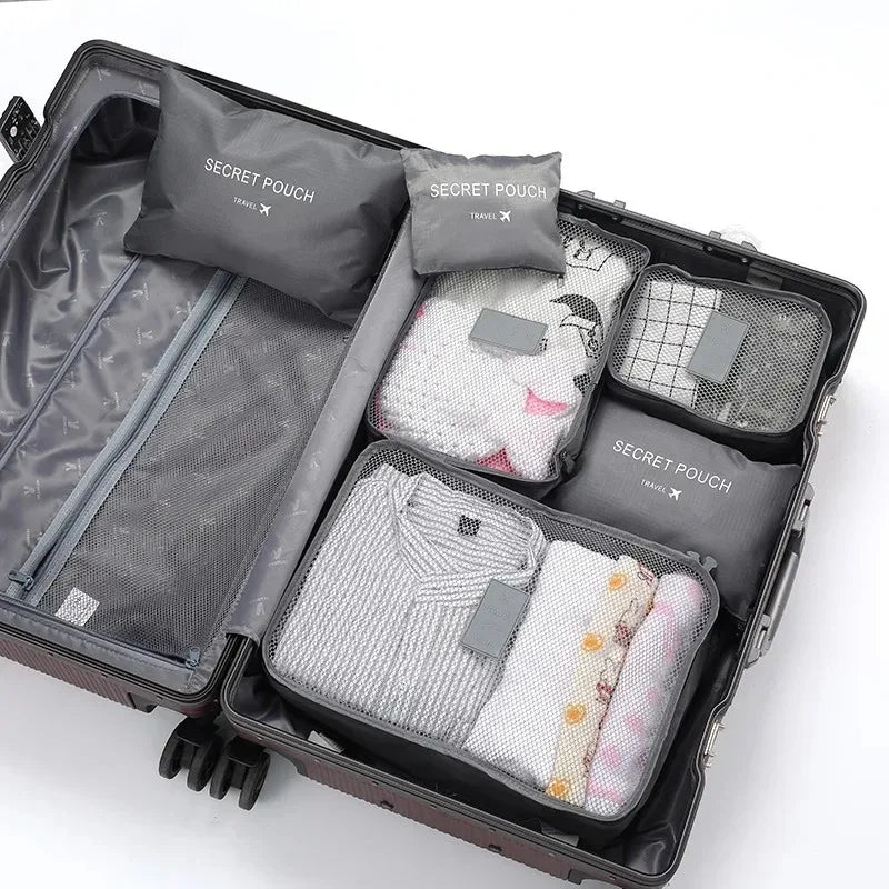 6-Piece Travel Luggage Organizer Set, Foldable Packing Cubes with Mesh Bags and Laundry Pouches for Suitcases - product view 4