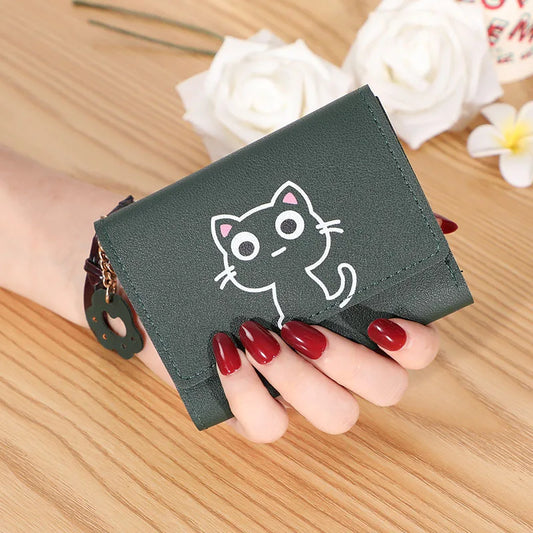 Cartoon Cat Travel Wallet, Three-Fold Card Bag with 4 Card Slots, Photo Slot and Banknote Slot, 11 x 2 x 9 cm - product view 1