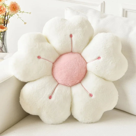 Flower-Shaped Plush Throw Pillow, Polyester Cotton Cushion with PU Foam Filling for Sofa, Chair and Floor Décor - product view 1
