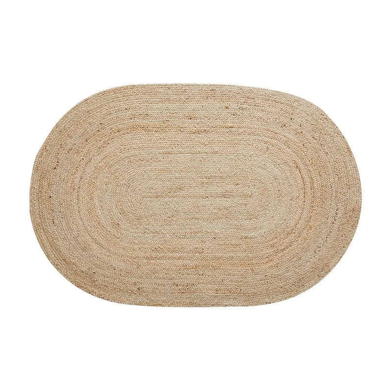 Hand-Woven Jute Rug, Natural Rectangle Area Carpet, Wear-Resistant Solid Design for Bedroom, Living Room and Entryway - product view 2